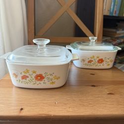 Vintage Corning Ware Casserole Dishes – Wildflower Pattern (Set of 2) 