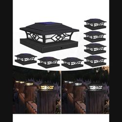 Solar Post Cap Lights, 2 Light Modes Fence Post Solar Lights Outdoor, Fit 3.5x3.5/4x4/5x5/5.5x5.5 in Vinyl/Wooden/Hollow Post, Waterproof Solar Deck P