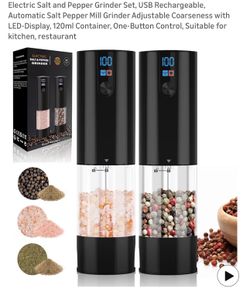 Electric Salt & Pepper Grinder Set USB Rechargeable w/ LED Display