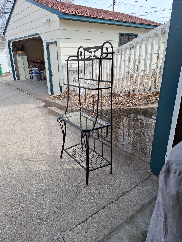 Bakers Rack With Glass Shelves