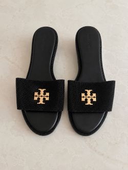 Tory Burch Crystal Slide Sandals Black Women’s Size 39 (US 8/8.5) w/ Box