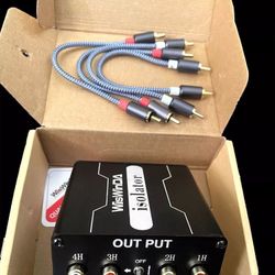 WisWinDa 4 Channels RCA Ground Loop Noise Isolator Gold Coating RCA Cables