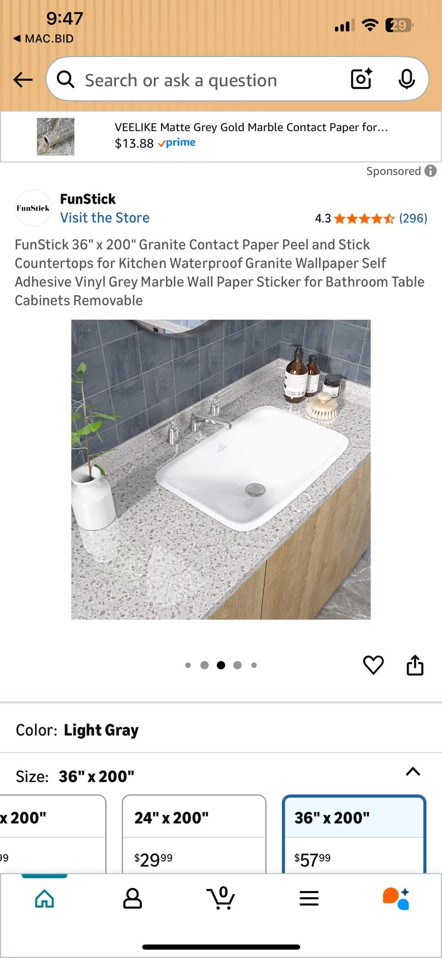 Peel & stick Granite Countertop Paper