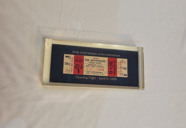THE ASTRODOME OPENING NIGHT TICKET 25TH ANNIVERSARY HOUSTON ASTROS