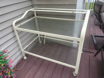 Glass top table cart