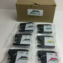 Lot of 6 FREE SUB 252XL Ink (Epson 252xl) 3 Black 1 Cyan 1 Magenta 1 Yellow