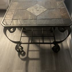 Espresso Colored Rustic Slate End Table- Excellent Condition! 