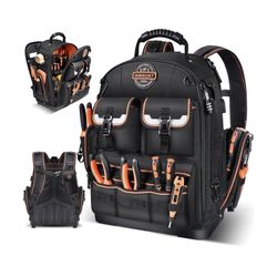 LOKASS Backpack Tool Bag Heavy Duty Organizer, Black NEW w Tag