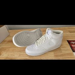 NIKE COURT VISION  MID TRIPLE WHITE -BRAND NEW- NO BOX