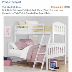 White Kids Bedroom Set – 2 Beds, Dresser, Bookshelf & Nightstand