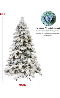 5FT Prelit Flocked Christmas Tree with Lights
