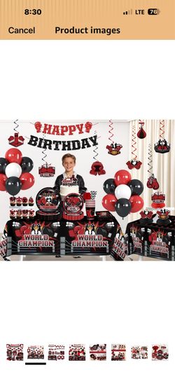 Boys boxing birthday party decorations