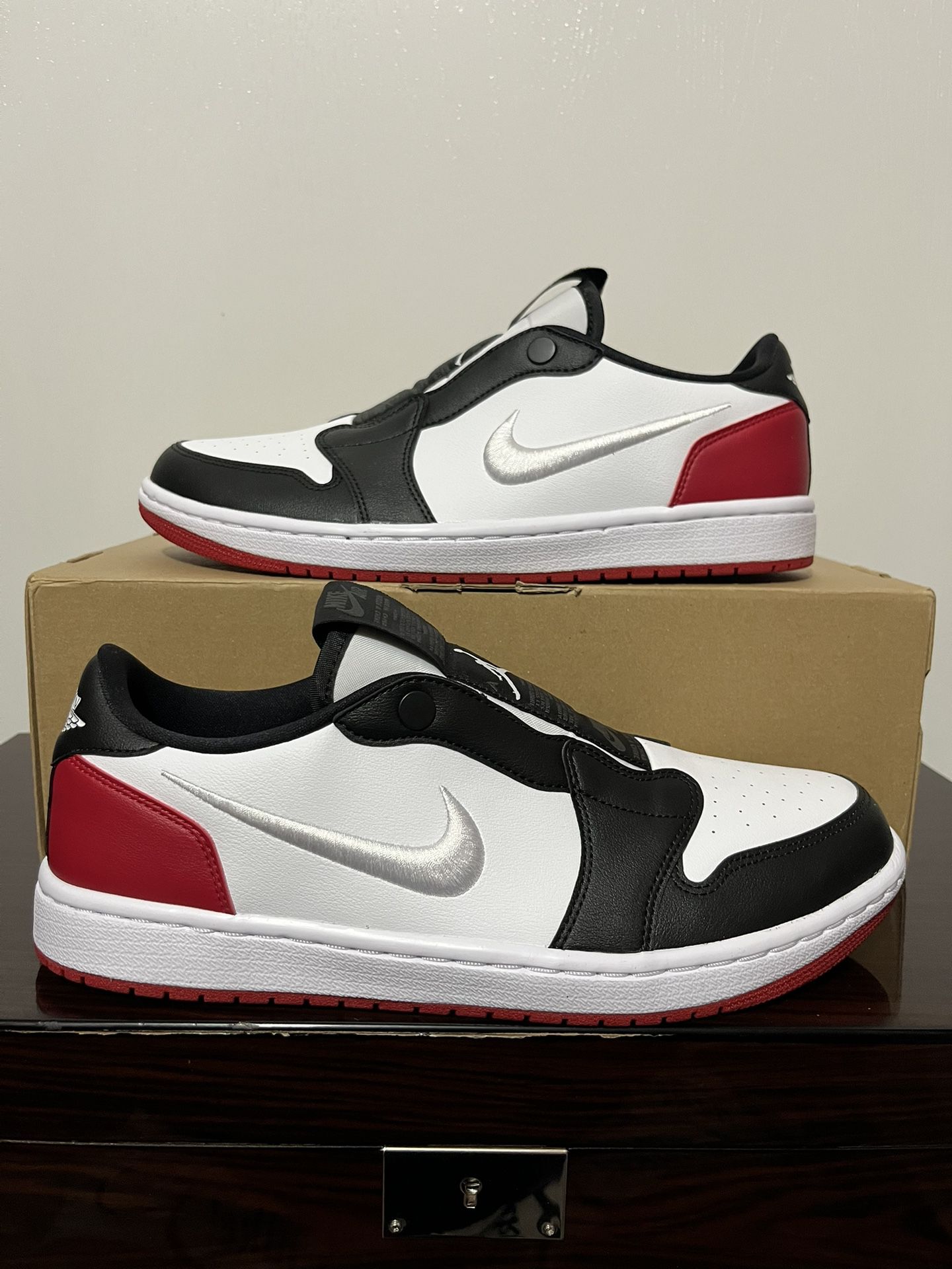 Nike Air Jordan 1 Retro Low Slip White/Gym Red/Black Women's Size 12 Men's 10.5