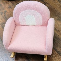 Kids pink Sofa, Toddler Rocking Chair with Solid Wooden Frame
