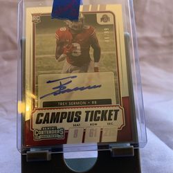 Trey Sermon 2021 Panini Contenders Draft Picks. Rookie Auto 46/99. 