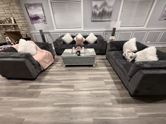 Three-Piece Living Room Set And Tables & Six Chair, Dining Room Set