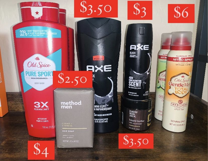 Men’s Body Wash, Men’s Deodorant Spray Old spice Axe