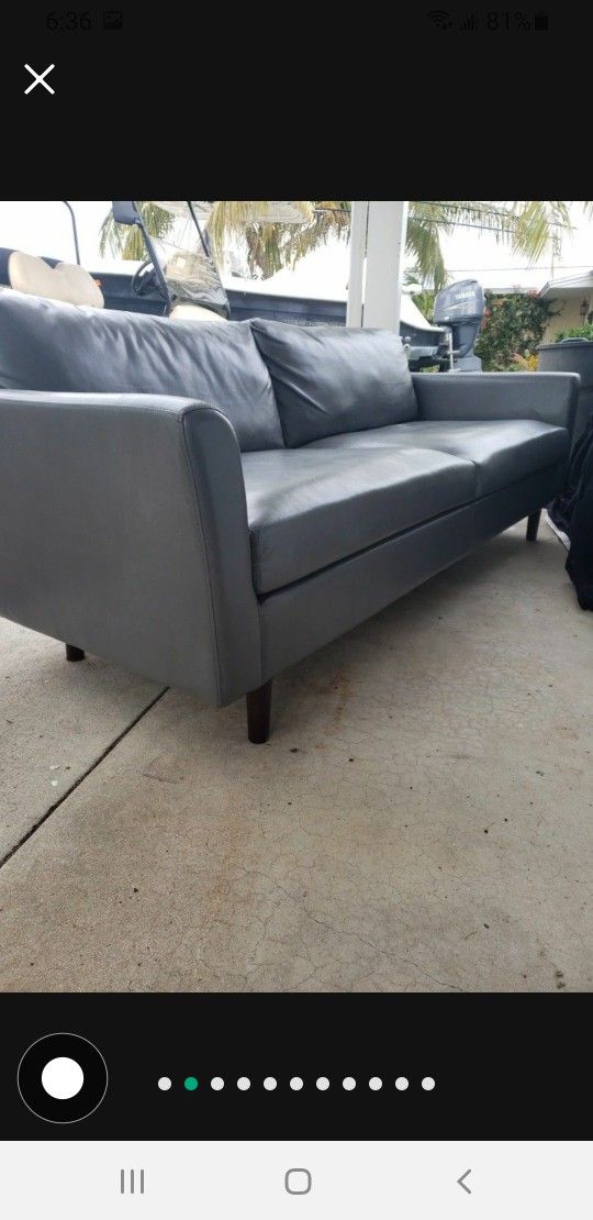 Grey Faux Leather Couch