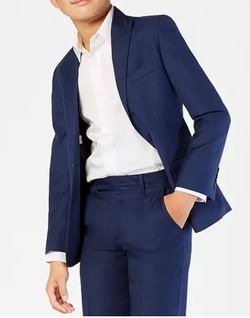 Calvin Klein Boys Slim-Fit Infinite Stretch Suit Jacket size 12 navy blue