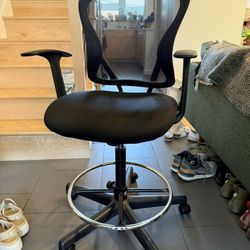 Black Drafting Table/Standing Desk Swivel Rolling Chair