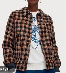 Scotch and soda Women's Plaid Tweed Button-Up Jacket
