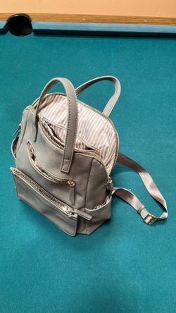Faux Leather Mini Backpack - Gray