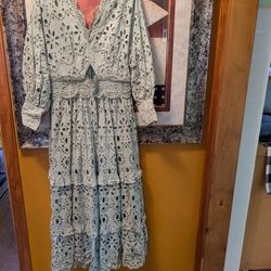 Cisnos Edition Green Eyelet Maxi Dress