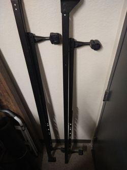 Black Metal Bed Frame Rails with Casters