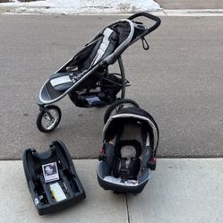 Graco Snugride 35 and base with Fast Action Fold Jogger
