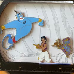 D23 EXPO 2022 DISNEY ALADDIN 30TH ANNIVERSARY ANIMATOR THREE (3) PIN SET LE 150