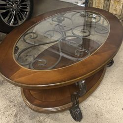 Beautiful Oval Glass Coffee Table 