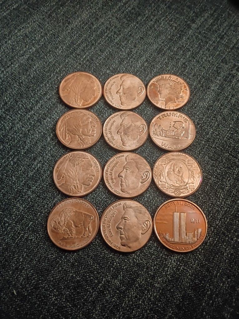 13 - 1 Oz Copper Rounds 