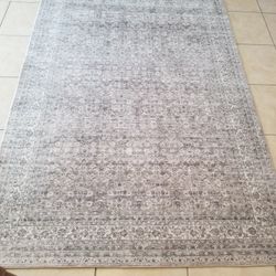 5x7 Washable Rug Grey-Brown Pattern