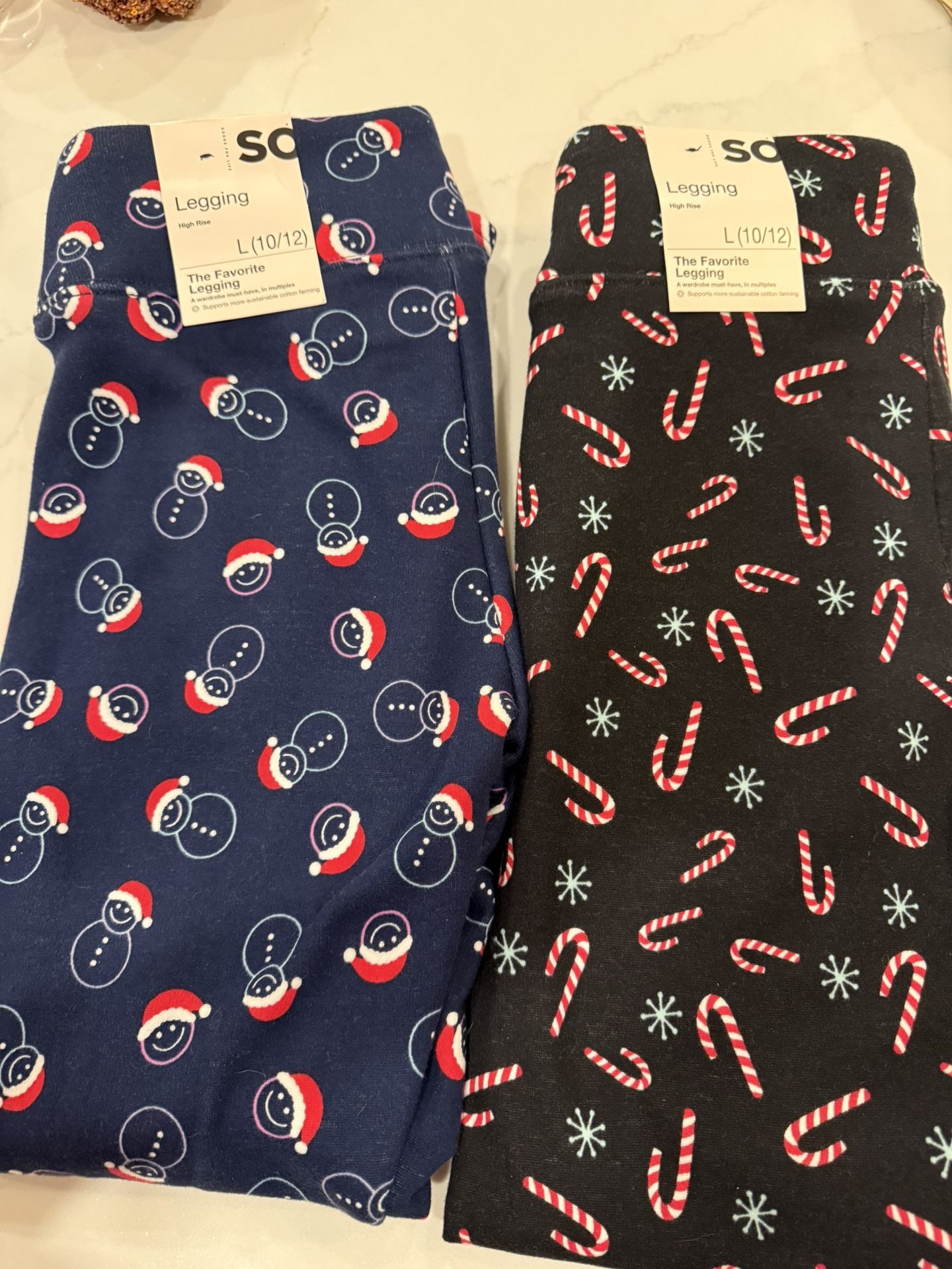 2 Pairs SO Kids Christmas Leggings, Size Large, BRAND NEW
