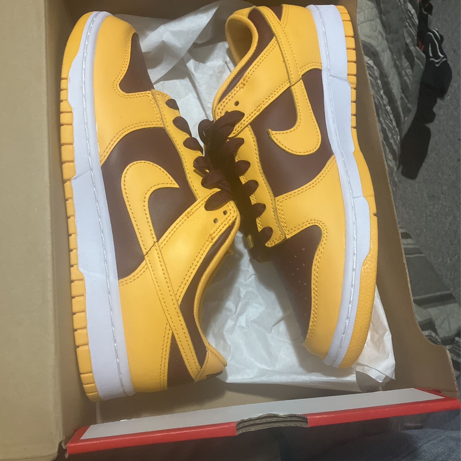Nike Dunks Yellow Burgundy