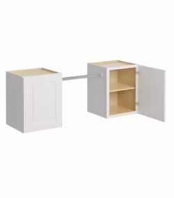 MILL'S PRIDE Greenwich Verona White 23 in. H x 58 in. W x 12 in. D Plywood Laundry Room Wall Cabinet and Pole ext 76 in. w/ 2 Shelves