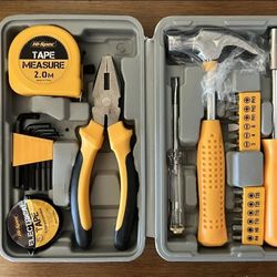 Tool Kit Box Carbon Steel Hand Tools Compact For Travel Dorm Office Cars Campers