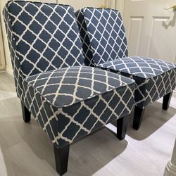 Set Of 2 Blue Accent Chairs