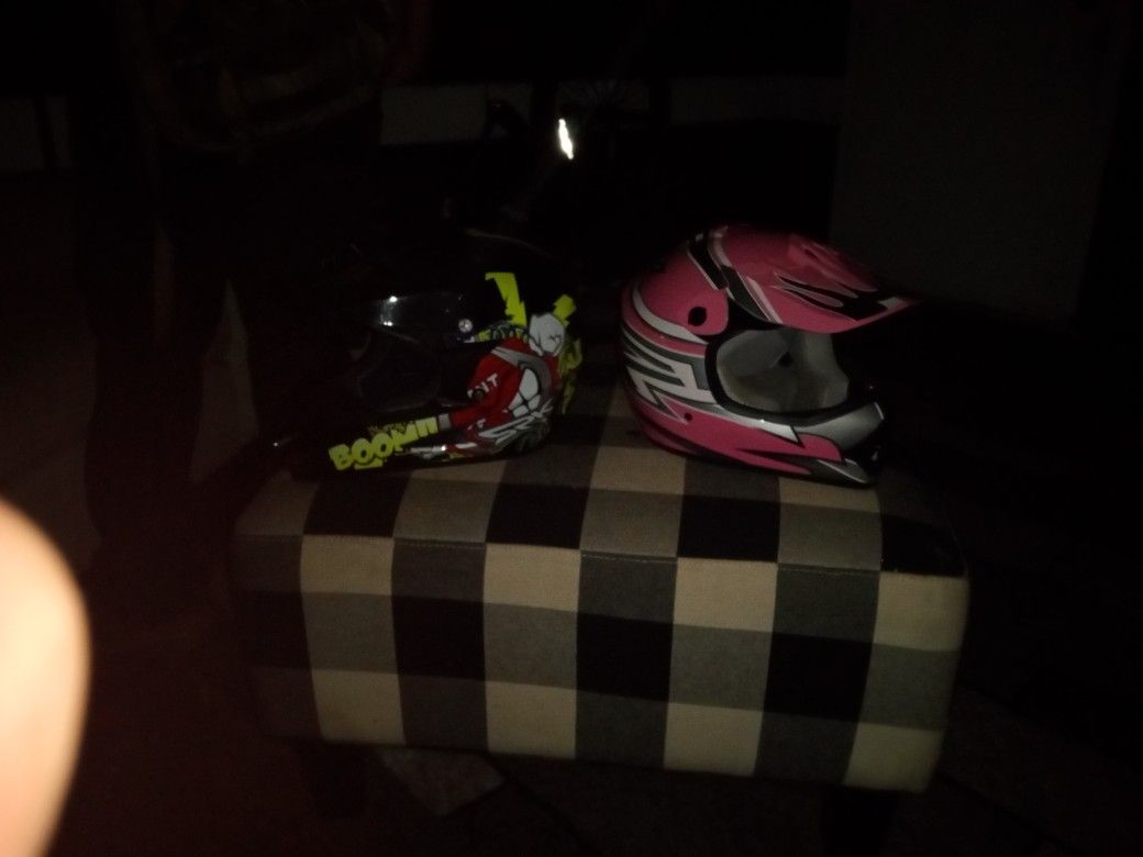 2 New Dirt Bike Helmets Girl Size Small Male Size Lrg