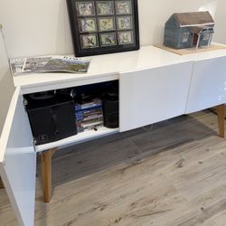 CB2 High Gloss White Console Media Unit. 