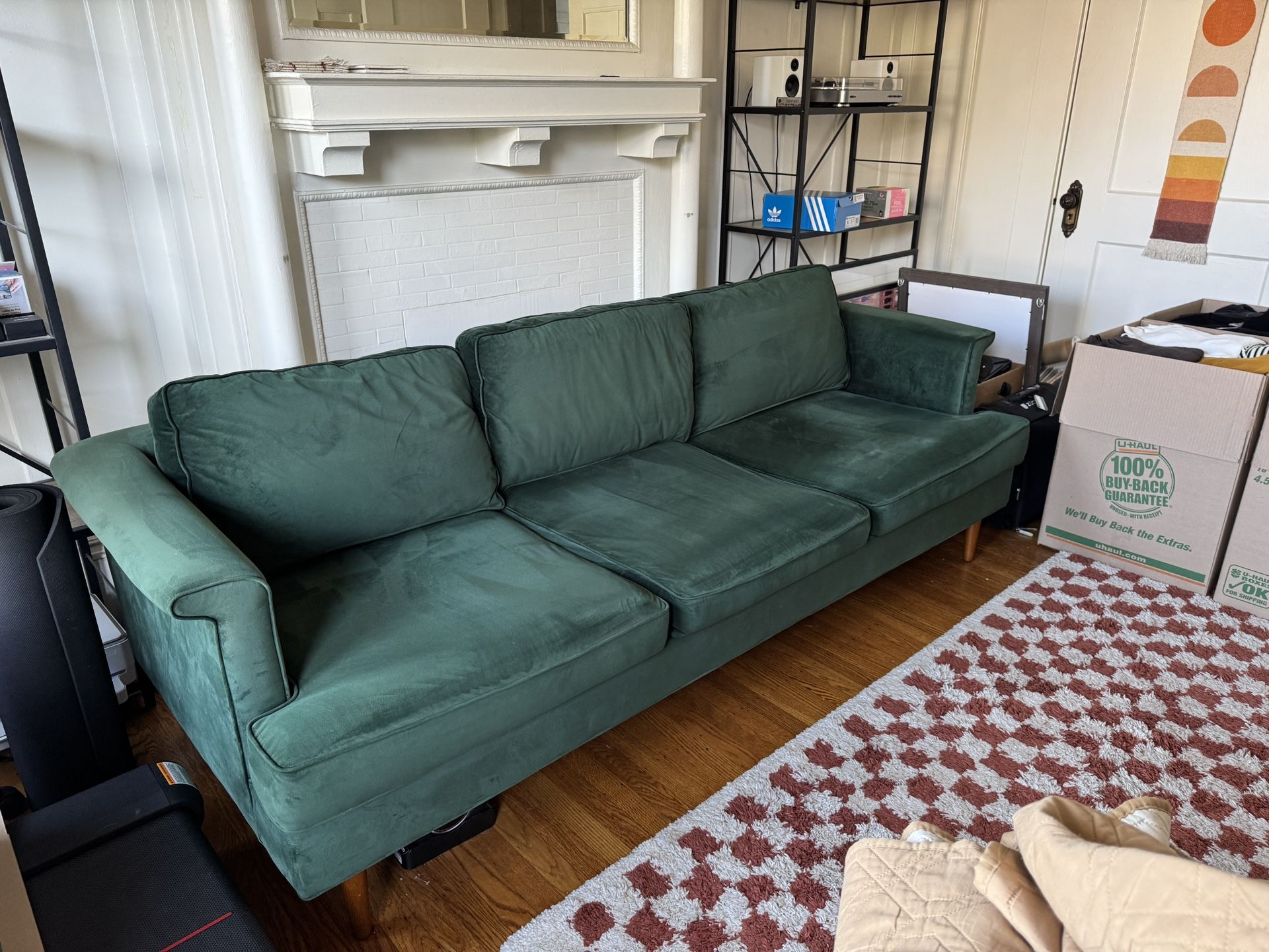 Mid-Century Modern Porter Green Velvet Sofa By TOV Furniture