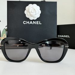 CHANEL square chain polarized sunglasses
