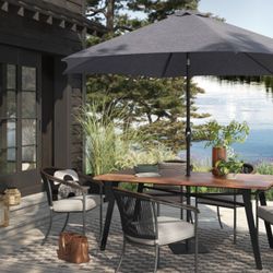 10' Round Outdoor Patio Market Umbrella Charcoal With Black Base