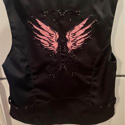 NexGen Textile Motorcycle Vest With Pink Wing Embroidery 
