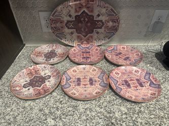 Boho Geometric Plate Set with Serving Platter