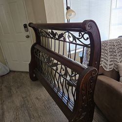 Queen  Bed frame, box spring & night stand 