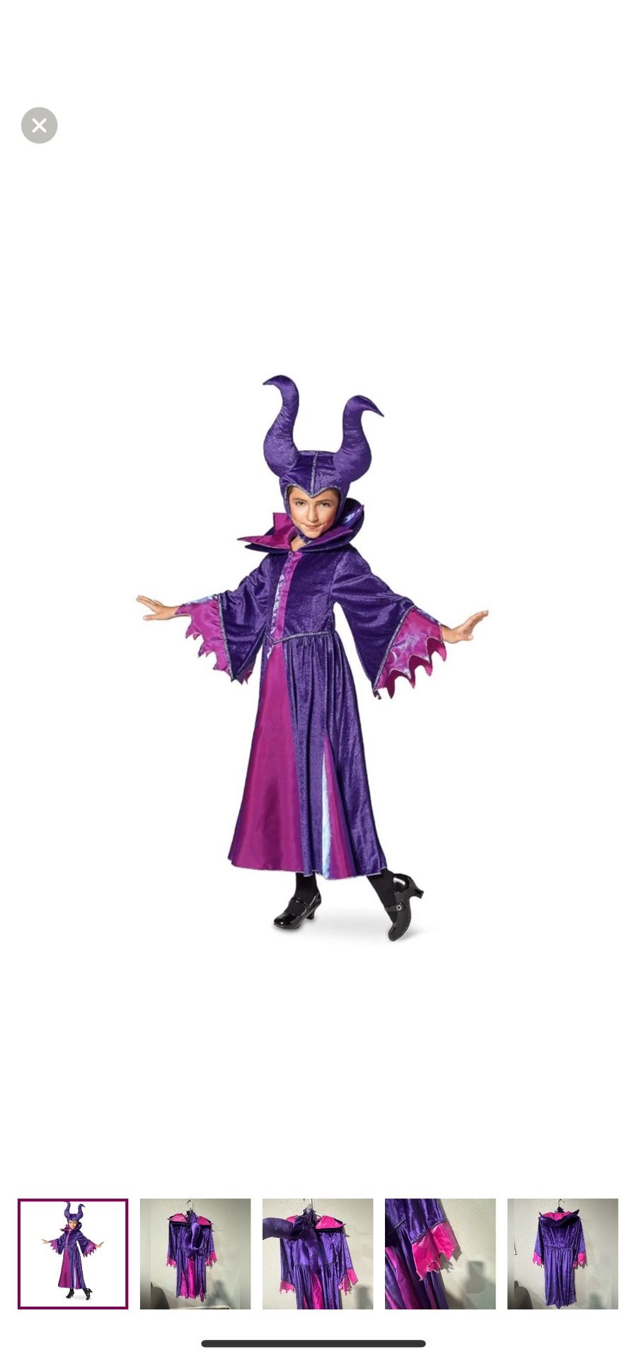 DISNEY Maleficent Halloween Costume for Kids Sleeping Beauty size large 9-10