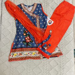 Little girl Pakistani Indian kurta trouser set dress embroidered summer 4-5 yr