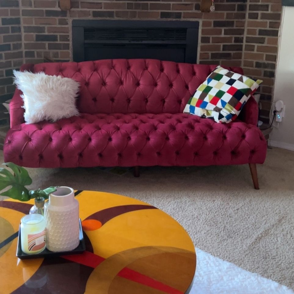 Sofa & Love Seat Burgundy/Red Set 