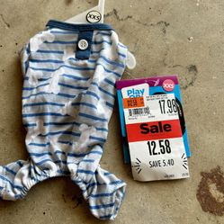 XXS 2x small dog pajamas new blue stripe 